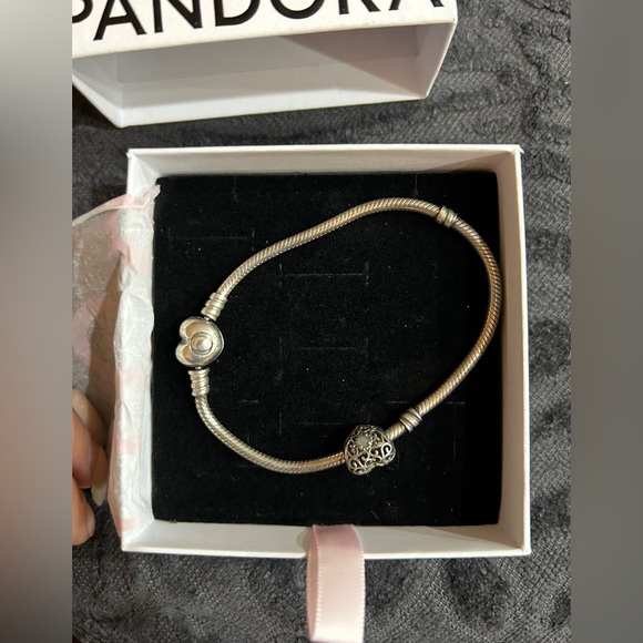Pandora Sterling Silver Bracelet w/ Moonstone June Heart Charm - Picture 3 of 7